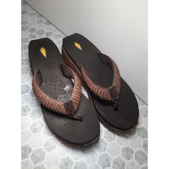 Vintage 90's Volatile Chunky Wedge Platform Flip Flop Thong Sandal size 11 - Picture 2 of 12